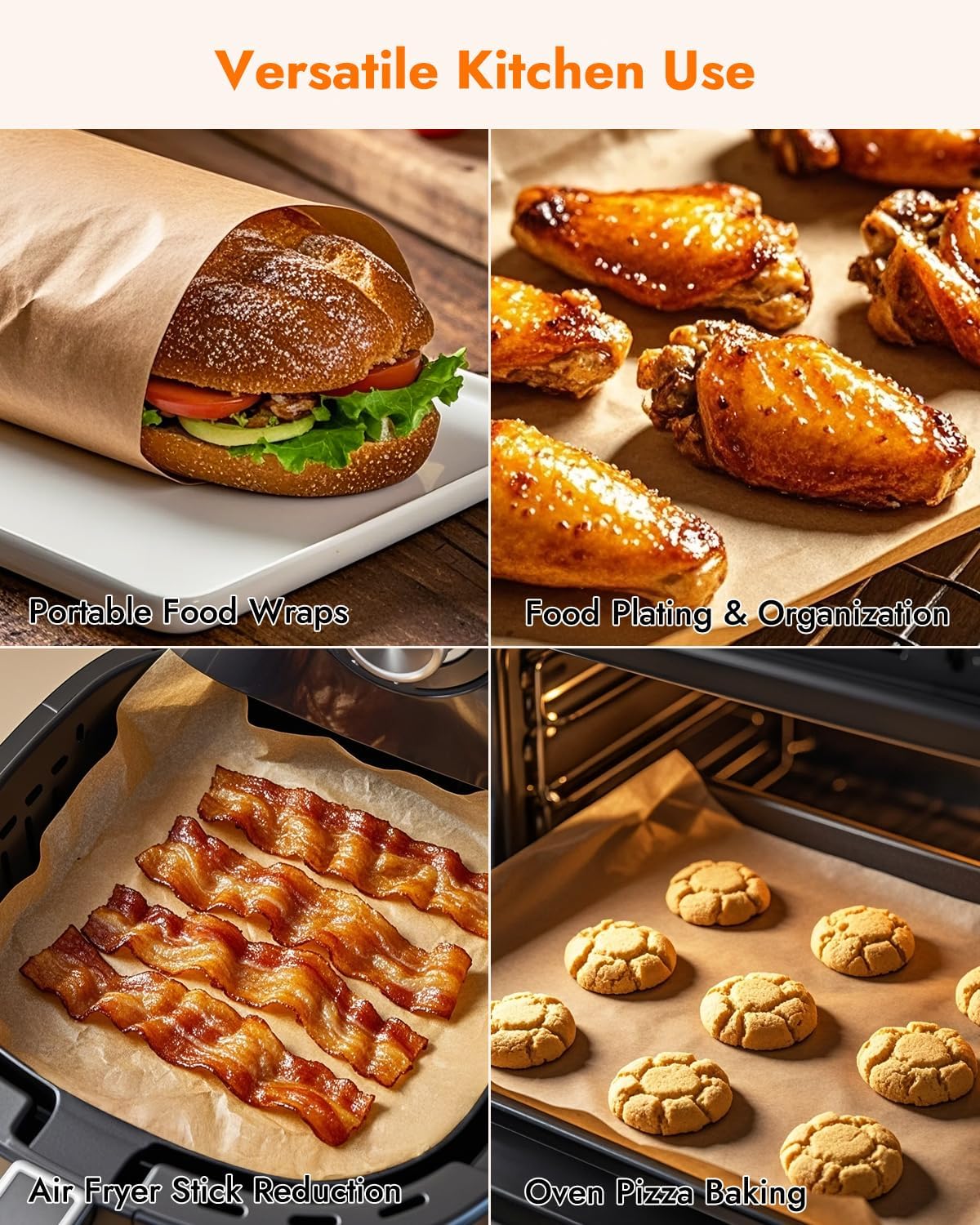 YQL Unbleached Parchment Paper Sheets - 150PCS Pre-Cut 9x13 Inch Non-Toxic Baking Liners