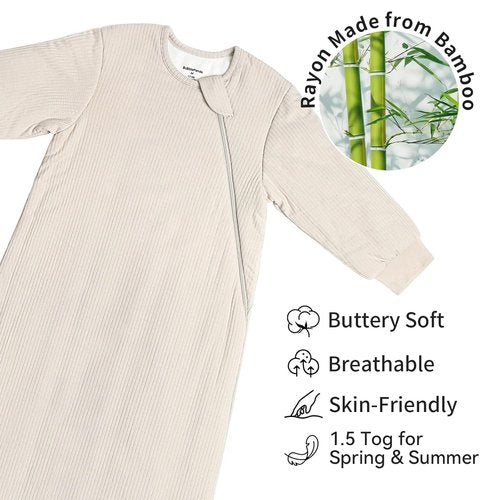 BubblePanda Sleep Sack | Rayon Bamboo 1.5 Tog Long Sleeve Baby Blanket for 6-12 Months
