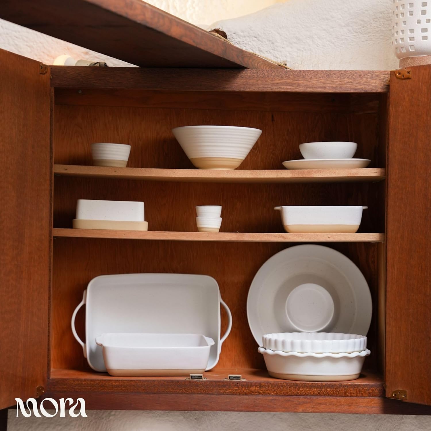 Mora Ceramic Baking Dish - Extra Deep 9x13 in Casserole Pan with Handles | Oven to Table Porcelain Bakeware - Oat