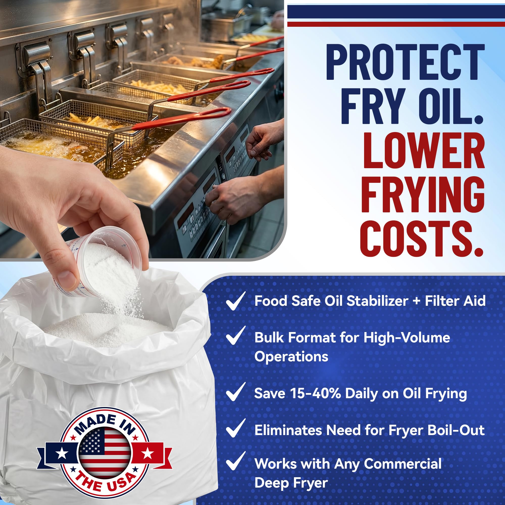 MirOil L103 Fry Powder Oil Stabilizer and Filter Aid, Case of 3 Gallons of Fry Powder, Remove Fryer Oil Contaminant, Save Grease & Remove Carbon Deposits, Reduce Usage, Deep Fryer Cooking Grease Saver