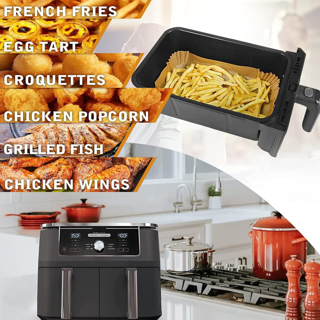 Ninja Foodi Air Fryer Liner - Rectangular Parchment Paper for 8QT & 10QT Baskets | 125-Pack