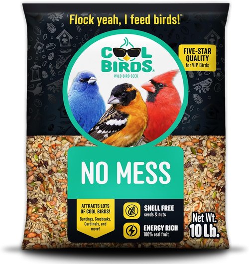 Cool Birds Wild Bird Seed - 100% Edible Shell-Free Blend with Real Fruit & Nuts | 10 lb No Waste Feeder Mix