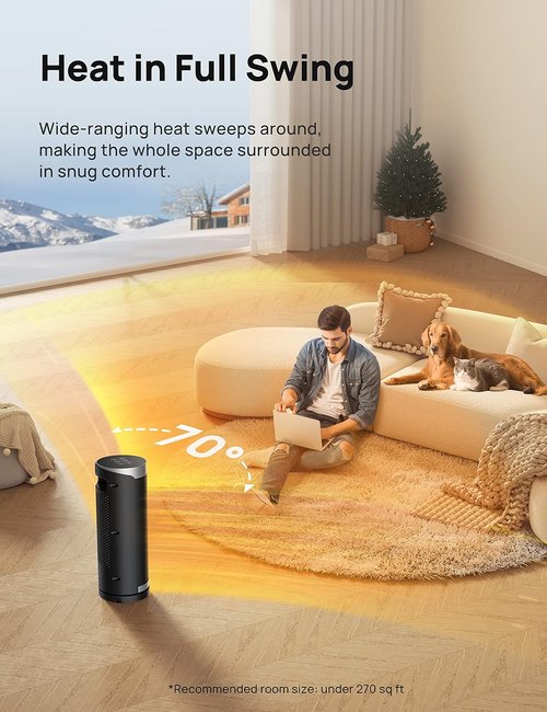 DREO 1500W Space Heater - Fast Heating PTC Ceramic with Remote & 70° Oscillation | Ideal for Office & Bedroom