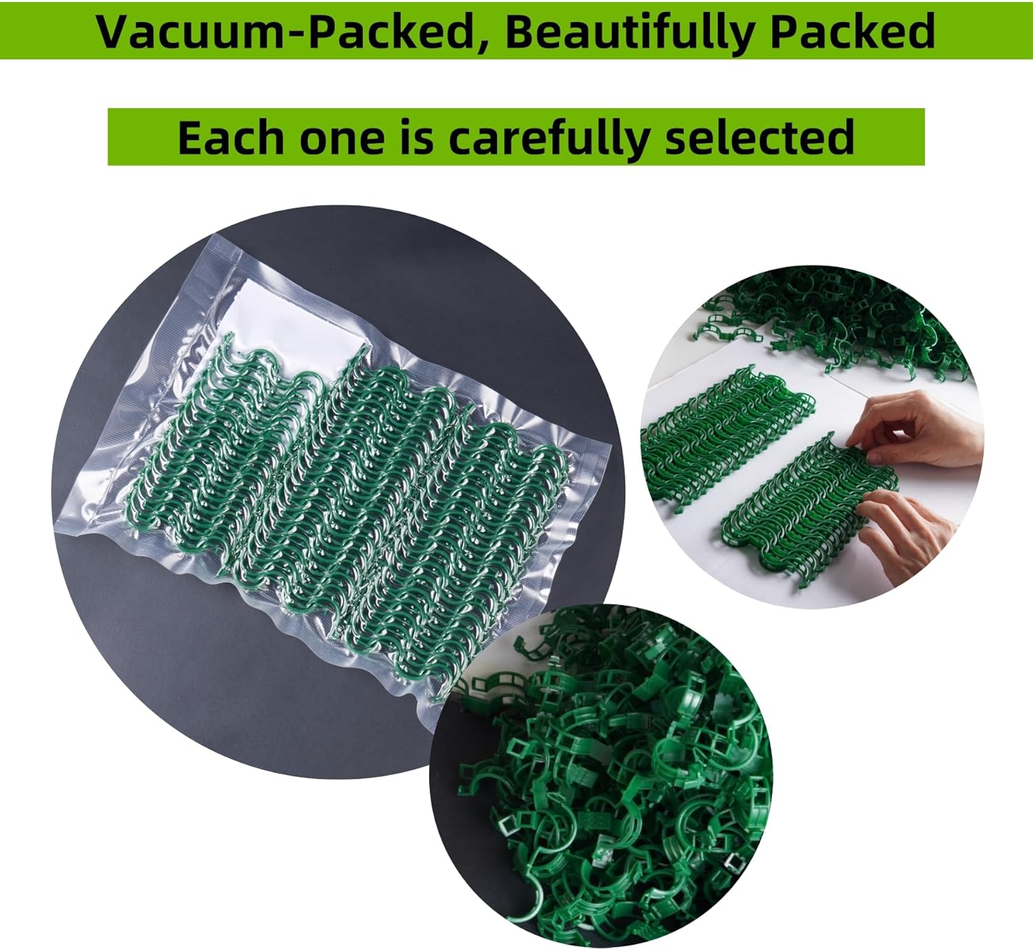 Skiennix Plant Support Clips - 100 Pcs Plastic Clips for Securing Tomato Vines | Green Garden Clips