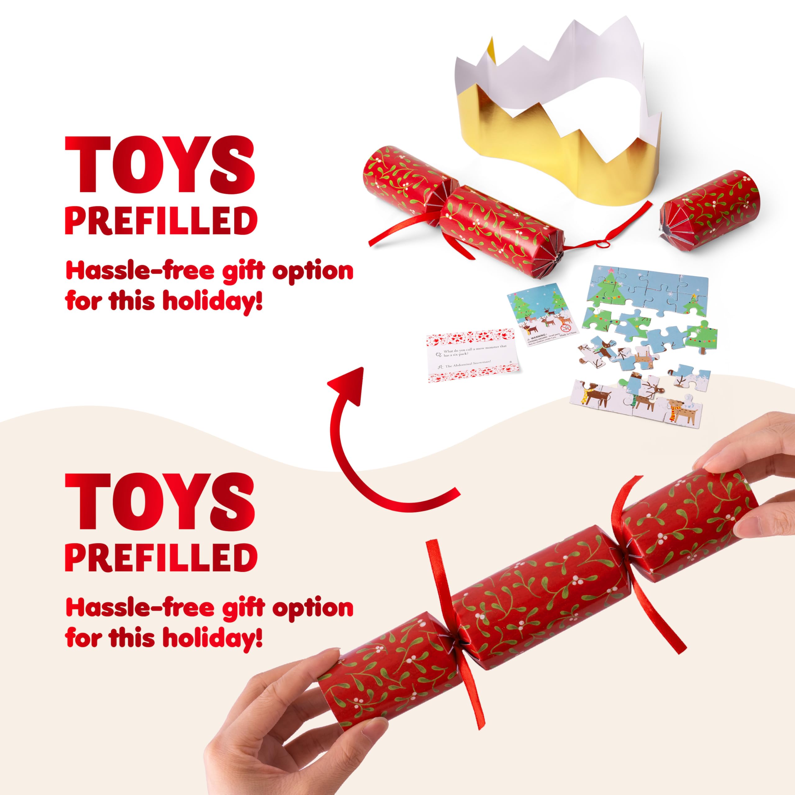 JOYIN 10 Pack Christmas Non-Snap Party Favor, Classic Table Favor Includes Party Hat, Jokes & Gifts, Christmas Table Decorations for Holiday Dinner Traditions Party Supplies
