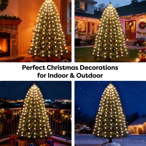Christmas Tree Lights with Remote 400 LED 10 Lines Christmas Lights for Tree with 8 Lighting Modes, Timer and Memory, Indoor Outdoor String Lights for 6 ft-10 ft Xmas Tree Decorations(WarmWhite)