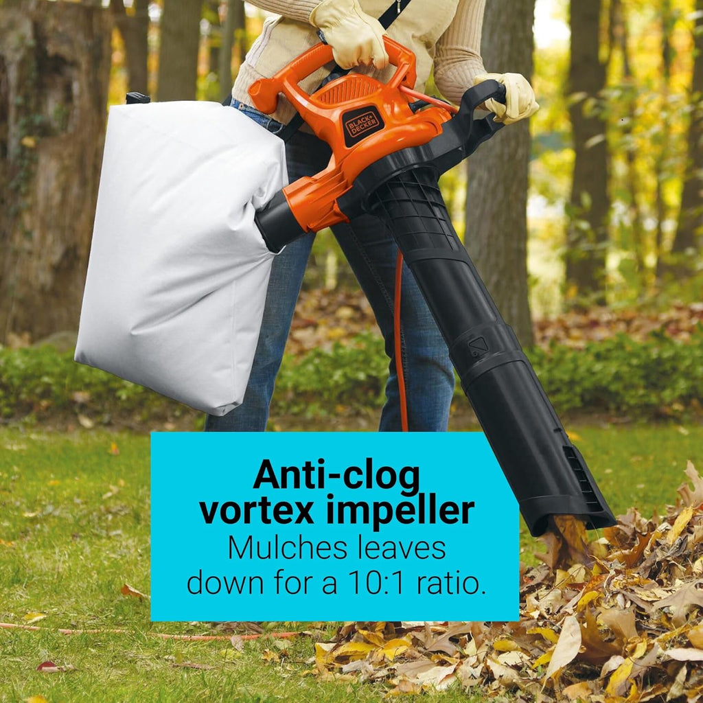 BLACK+DECKER 3-in-1 Corded Leaf Blower, Vacuum & Mulcher - 230 MPH, 12 Amp Handheld Combo