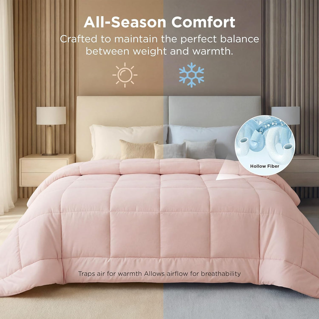 Bedsure Comforter Duvet Insert - Oversized King Size All-Season Down Alternative Bedding, Pink 116 x 98 Inches