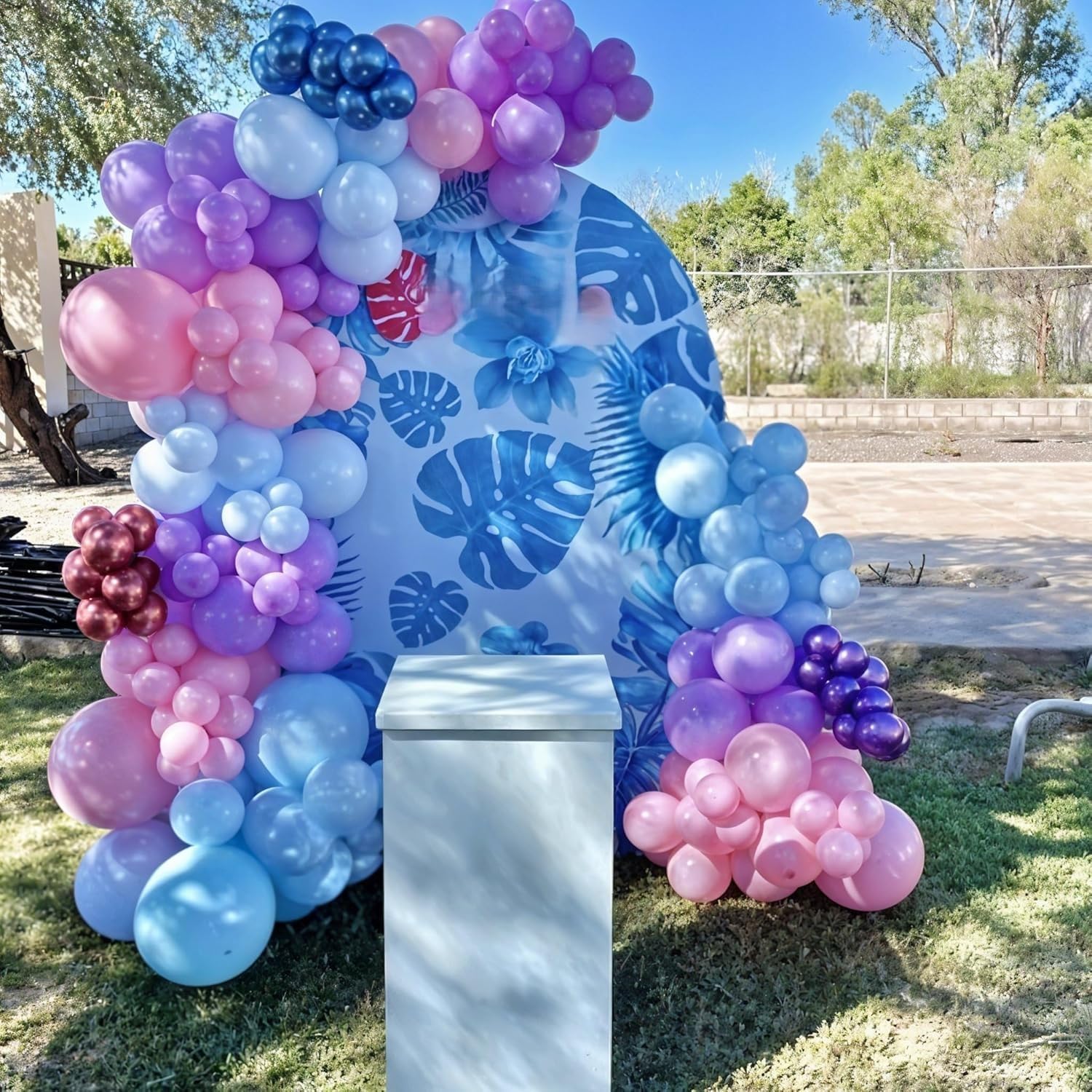 Macaron & Metallic Blue Pink Balloons - 12 Inch Gender Reveal & Baby Shower Party Decorations