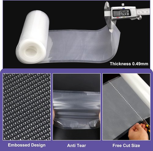 CAREGY Food Vacuum Sealer Bags - 6 Pack Commercial Grade BPA-Free | 3 Rolls 8" x 20' & 3 Rolls 11" x 20'