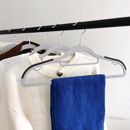 BGRQRIQ 50 Pack Plastic Clothes Hangers- 16.5 Inch Slim Space Saving Hangers for Closet, Heavy Duty Non-Slip Hangers with 360° Swivel Hooks for Hanging Coats, Suits, Jackets, Shirts,T-Shirt