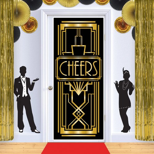 Beistle 6-Piece Roaring 20's Cutouts, Great Gatsby Party Decorations, 20's Theme Décor, Swing Dancer Speakeasy Party Supplies, 37"