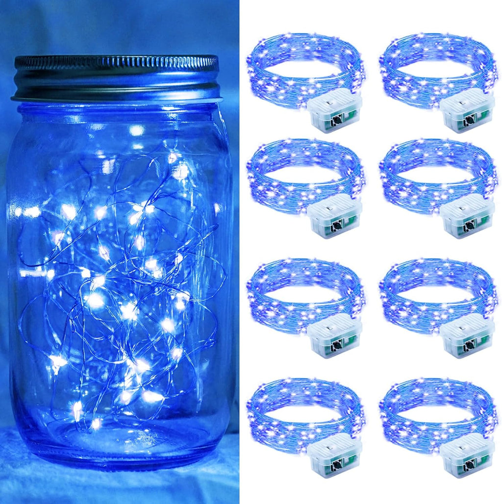 Skiennix 20 LED Blue Fairy Lights - 7Ft Twinkle String Lights | Battery Operated & Waterproof for Weddings, Parties & Holidays