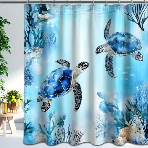 Dreamrflove Turtle Shower Curtain,Ocean Themed Bathroom Decor, Tropical Sea Beach Shower Curtain,Summer Shower Curtains for Bathroom 72x72 Inch Proof Polyester Insulated Home Decor