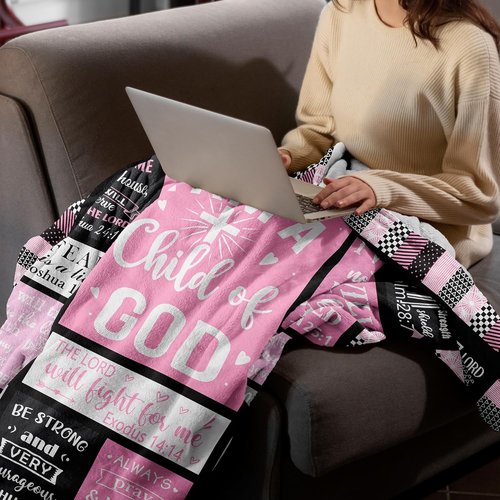 CUJUYO Christian Blanket - Inspirational "I Am a Child of God" Design | 60"x50" for Women & Girls