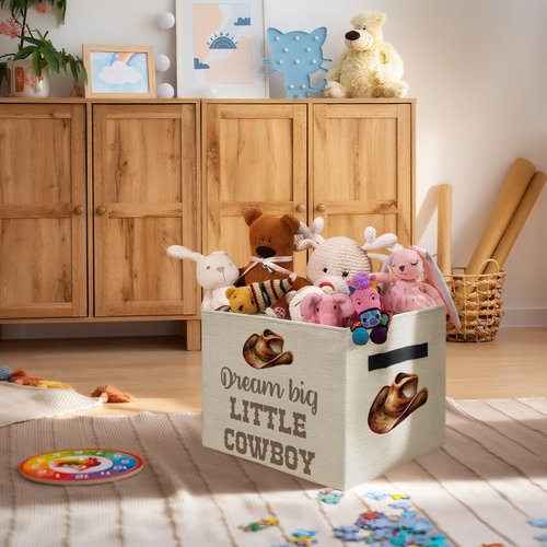 ATBWGT Western Cowboy Nursery Storage Bins Box, Toybox for Boys, Little Cowboy Western Foldable Storage Baskets Organizer for Bedroom Bathroom Boys Room Dorm Clothes Toys Books