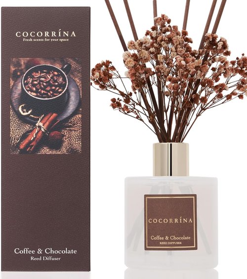 Cocorrína Reed Diffuser Set - Coffee & Chocolate Scented Home Fragrance | Elegant Bathroom Decor