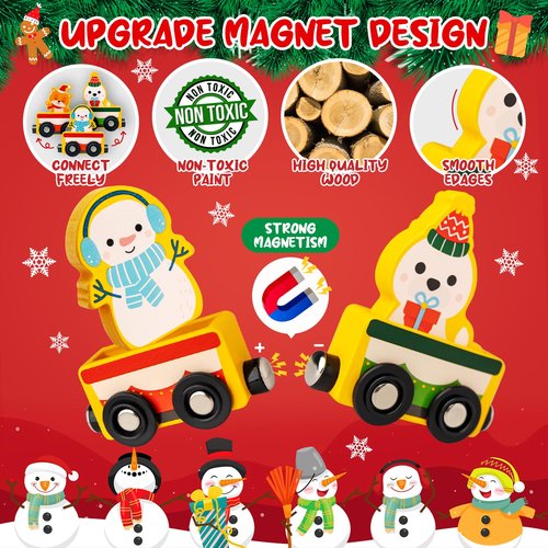 2025 Christmas Advent Calendar Gifts for Kids, Commodum Magnetic Wooden Animals Train Set, 24 Days Advent Calendar Countdown Gifts for Toddlers Boys Girls, Montessori Toys Xmas Surprise Holiday Gifts