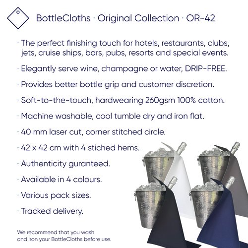 BOTTLECLOTHS - Original Bottle Cloths for Ice Buckets, Cotton, 42 cm, Corner Hole, Stitched Circle (Colour Combo, Pack of 4)