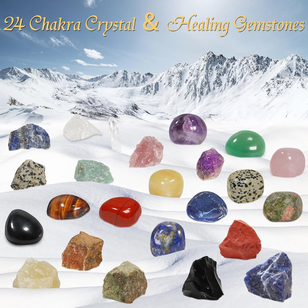 Skiennix Crystal Advent Calendar 2025 | 24-Day Rock Healing Gemstone Countdown for Adults