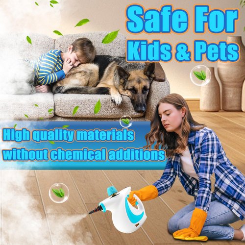 Steam Cleaner, Pressurized Handheld Steam Cleaner for Home, Multi-Surface Steamer for Cleaning with Safety Lock, Portable Cleaning Steamer for Kitchen, Bathroom, Car, Grout, Upholstery and Clothes