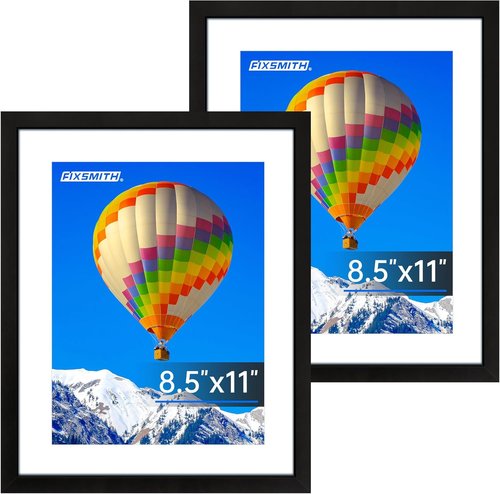 FIXSMITH Picture Frame Set of 2 - HD Plexiglass for 6x8 or 8.5x11 Photos | Black Collage Wall Decor