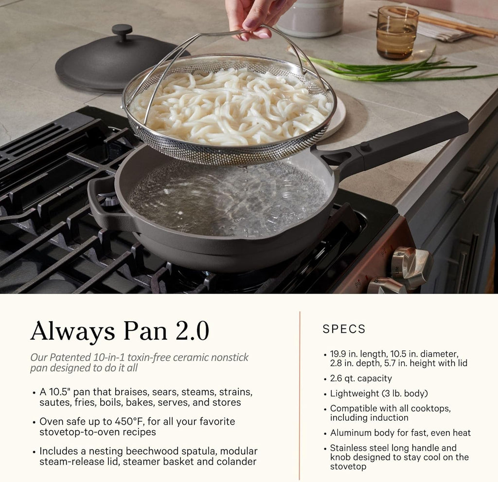 Our Place Cookware Duo - 7-Piece Ceramic Cookware Set | 10.5" Always Pan 2.0 & 5.5 Qt Perfect Pot | Induction & Oven Safe to 450°F | Nonstick, Non-Toxic | Blue Salt