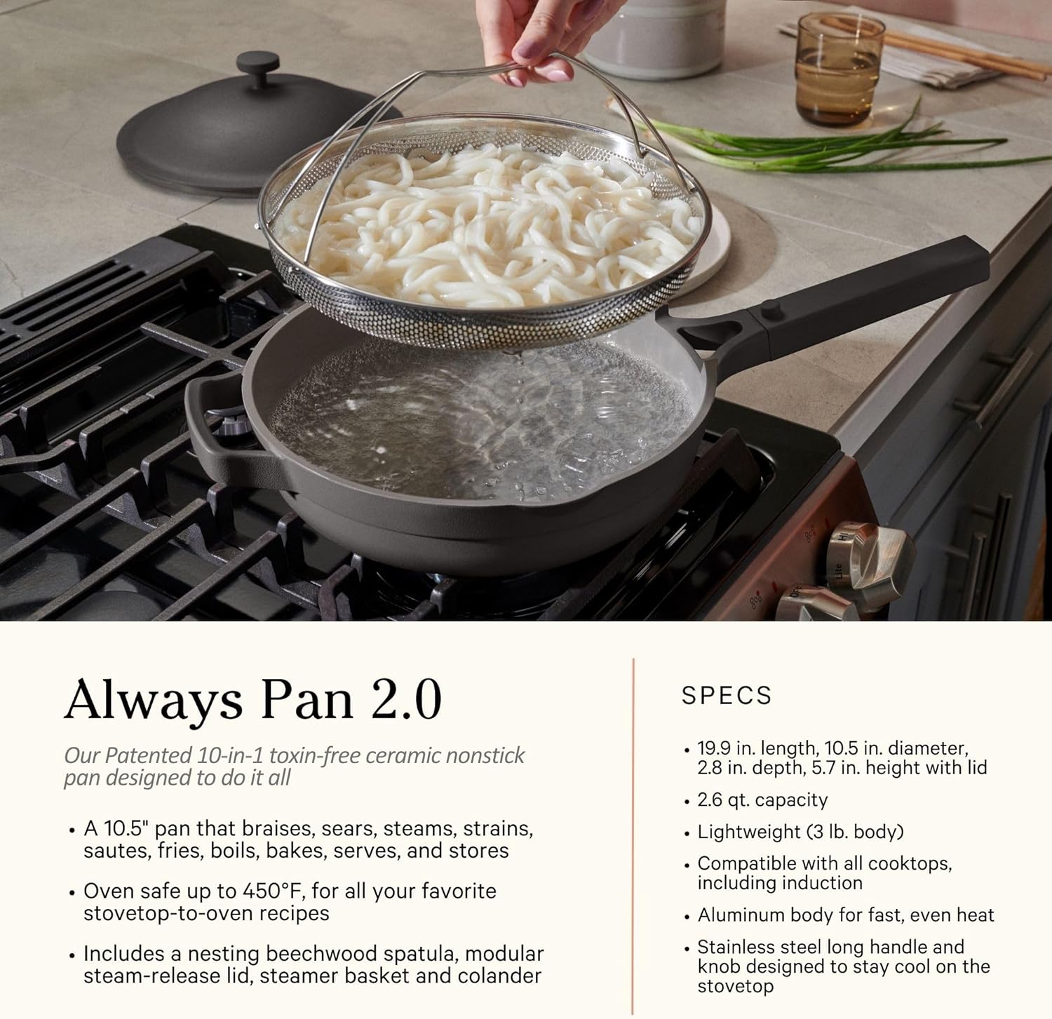 Our Place Cookware Duo - 7-Piece Ceramic Cookware Set | 10.5" Always Pan 2.0 & 5.5 Qt Perfect Pot | Induction & Oven Safe to 450°F | Nonstick, Non-Toxic | Blue Salt