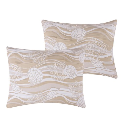Greenland Home Coastal Paradise Woven Jacquard Matelasse Pillow Sham, King, Dover Natural