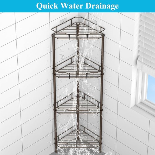 HuggieGems 4-Tier Corner Shower Caddy Organizer - Stylish Bathroom Shelf Rack in Bronze