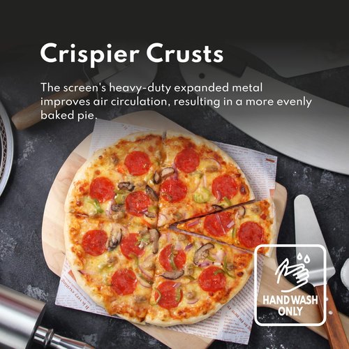 New Star Foodservice Restaurant-Grade Seamless Aluminum Pizza Baking Screen, 20 Inch, Pack of 6