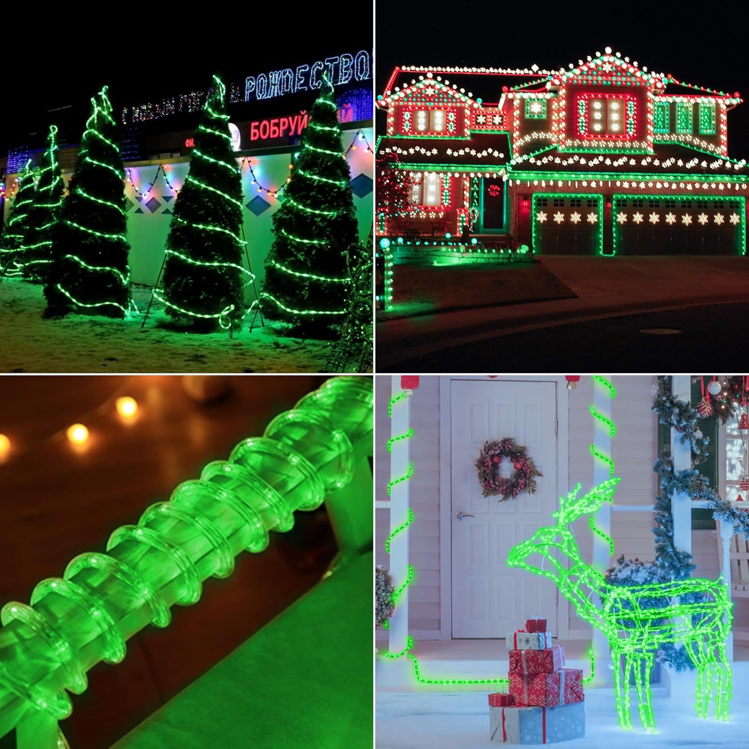 Skiennix 150ft LED Rope Lights - Waterproof & Flexible Tube Lights with 8 Modes | Green for Outdoor & Indoor Decor