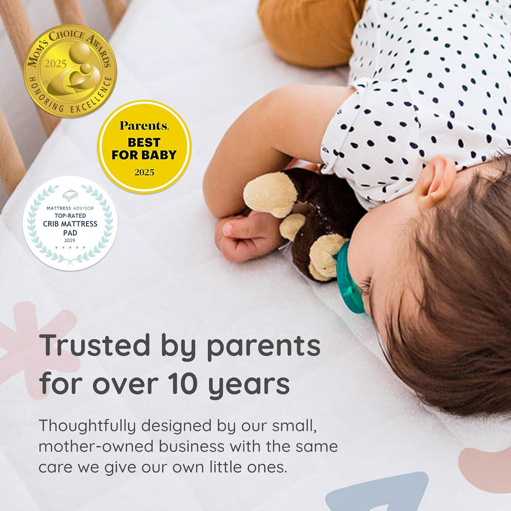 Margaux & May Crib Mattress Protector - 100% Waterproof & Highly Absorbent Quilted Cover | 2 Pack, Oeko-TEX® Certified, Noiseless, Fits 28" x 52" Cribs