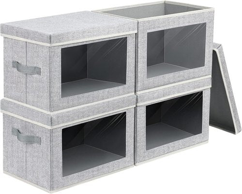 Homsorout Fabric Storage Bins - Large Lidded Storage Cubes with Window | 4-Pack for Closet & Office