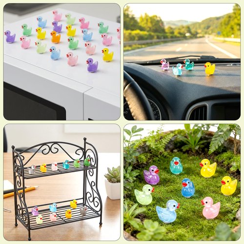 24Pcs Luminous Mini Resin Duck Fridge Magnets, Funny Duck Refrigerator Magnets, Cute Cartoon Decorative Magnets, Small 3D Colorful Magnets, Magnetic Tiny Duck Decor for Fridge Locker Kitchen Office