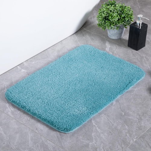 CHEZARTEMIS Luxury Quick Dry Non-Slip Bathroom Rugs【17'' x 24'' Blue】 Highly Absorbent Washable and Ultra Soft, Extra Thick Fluffy Bath Mats for Shower/Kitchen/Bathtub Floor
