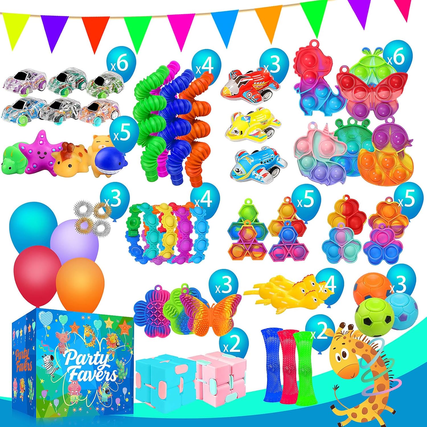 Skiennix Fidget Toys - 240 Pack Stress Relief Sensory Toys for Kids & Adults | Ideal for Parties & Gifts
