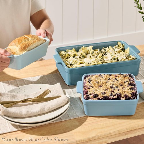 Best Choice Products 3-Piece Ceramic Bakeware Set - Versatile Stoneware Casserole Dishes | Mushroom Beige, 9x12 & 8x8 Sizes