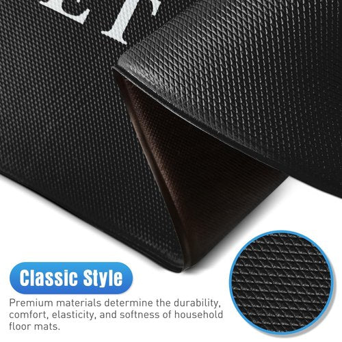 HappyTrends Kitchen Mat for Floor, 2PCS Cushioned Anti-Fatigue Kitchen Rugs, Waterproof Non-Slip Standing Mats and Rugs Set for Kitchen, Office, Laundry, Black, 17.3"×30"+17.3"×47"