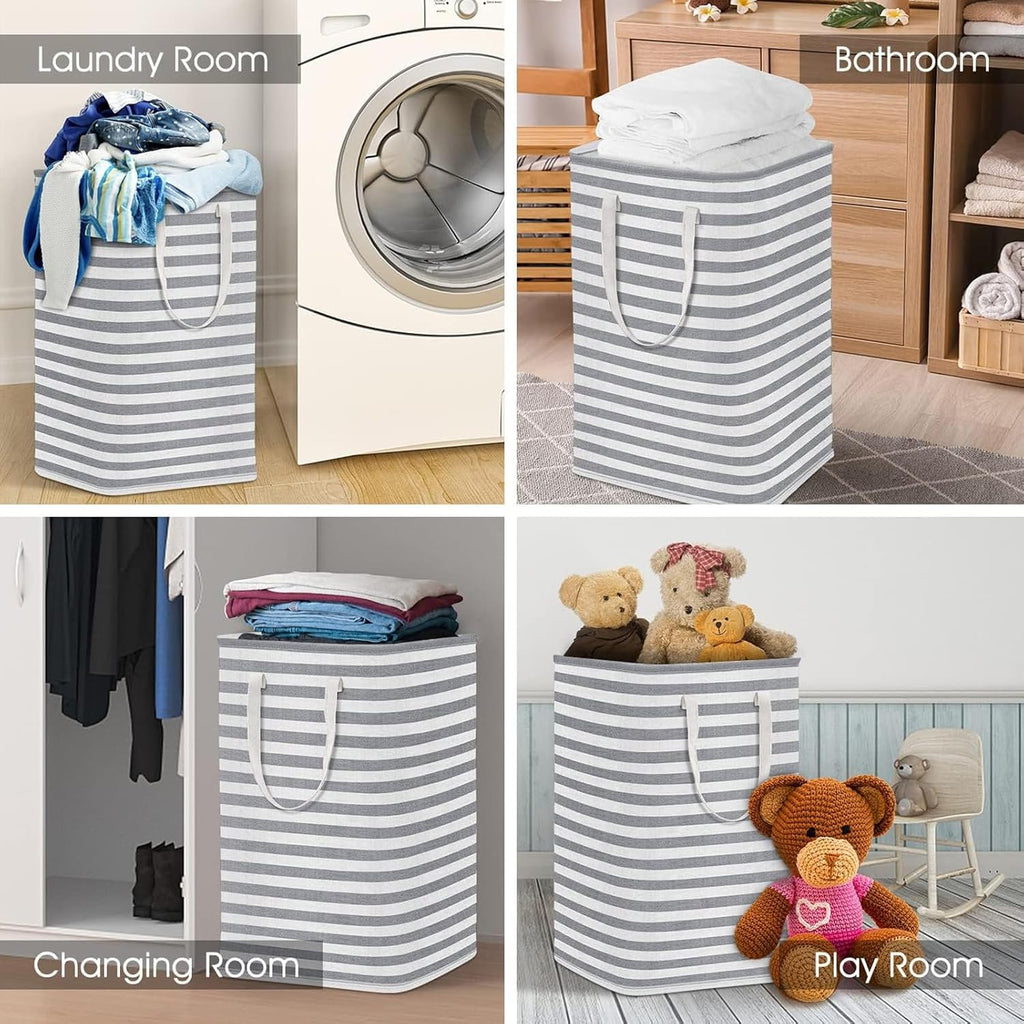 Regine Switzerland Large Collapsible Laundry Hamper - Waterproof Freestanding Basket with Easy Carry Handles | 75L Gray Storage Solution for Bedroom, Bathroom, College Dorm