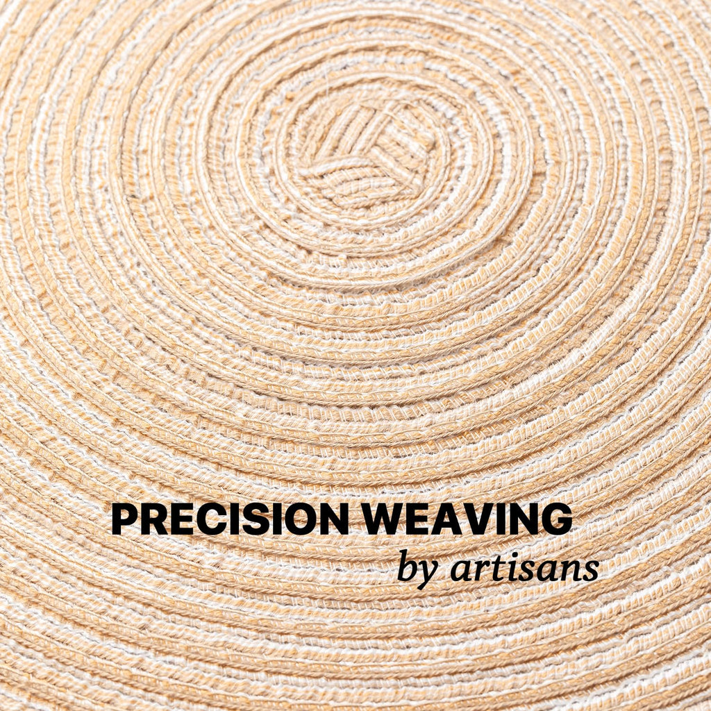 Round Placemats Set of 6 Woven Placemats Washable Braided Table Mats for Dining Table Heat Resistant Non-Slip Circle Place Mats(Beige)