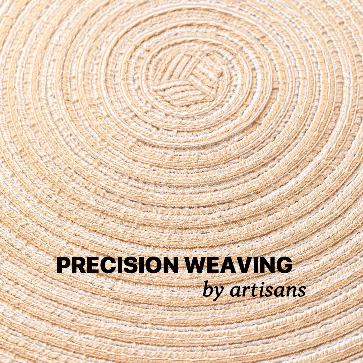 Round Placemats Set of 6 Woven Placemats Washable Braided Table Mats for Dining Table Heat Resistant Non-Slip Circle Place Mats(Beige)
