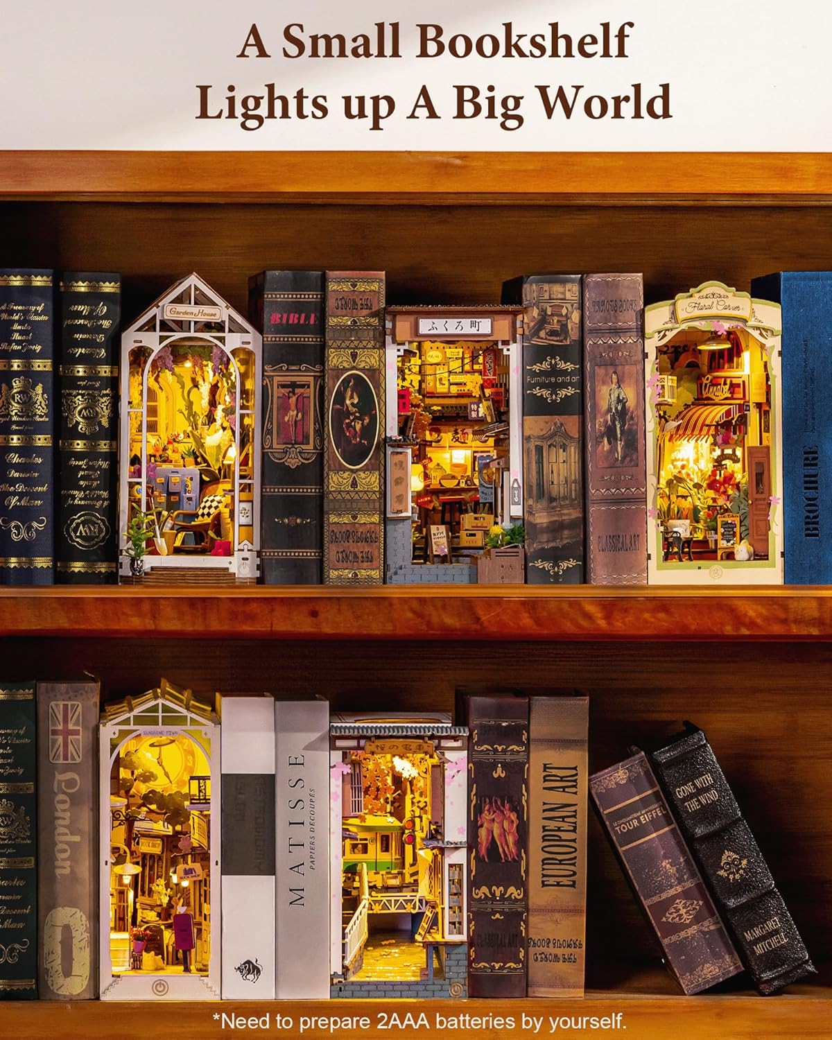 Rolife Book Nook Kit - Sakura Wine Alley 3D Wooden Puzzle | Japanese-Inspired DIY Miniature Dollhouse for Bookshelf Decor