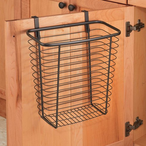 iDesign Steel Over-The-Cabinet Waste Basket or Storage Bin, The Axis Collection, 7.1" x 12.2" x 14.2", Bronze