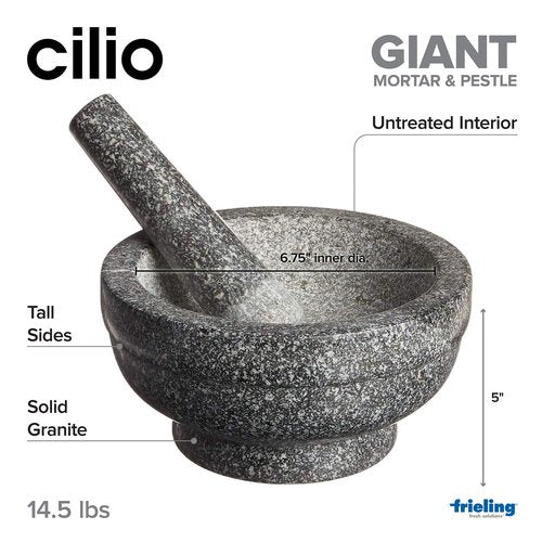 Cilio Herb Grinder & Stone Crusher Bowl - 5 in. x 6.75 in., Granite Unfinished - Stone Grinder & Herb Crusher