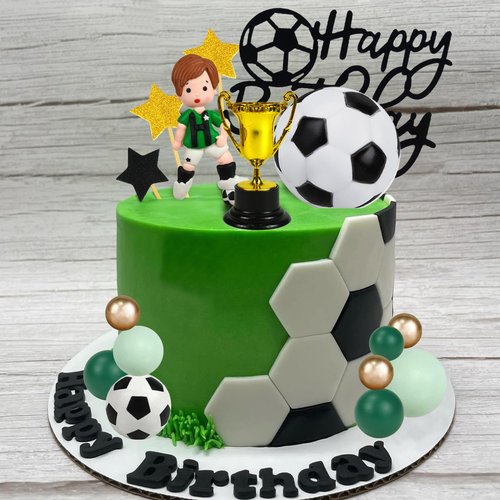 Soccer Cake Topper Decorations Soccer Player Clay Figurine Decorations for Football Sport Birthday Supplies (Style 01)