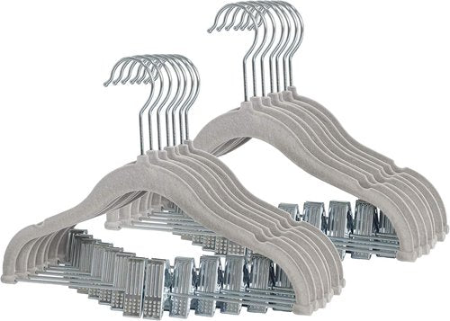 Finnhomy Velvet Non-Slip Baby & Kids Clothes Hangers - 20-Pack Heavy-Duty Space-Saving Gray