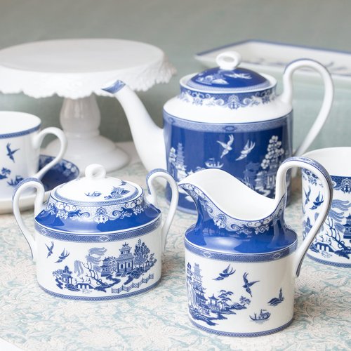 Grace Teaware Bone China Blue Willow Sugar And Creamer Set (2-Piece Set)
