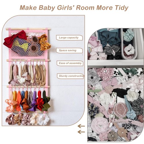 Kangaroo Hair Bow Organizer - Large Capacity Headband Holder for Baby Girls | Wall Hanging Nursery Decor