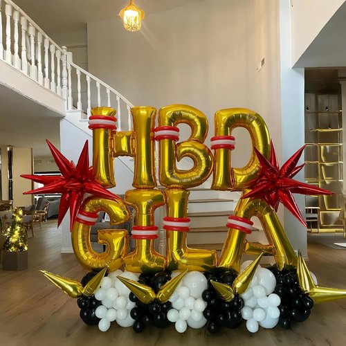 Gold Letter Balloons by [Brand Name] - 40 Inch Custom Mylar Alphabet Balloons for Birthday Party Decor